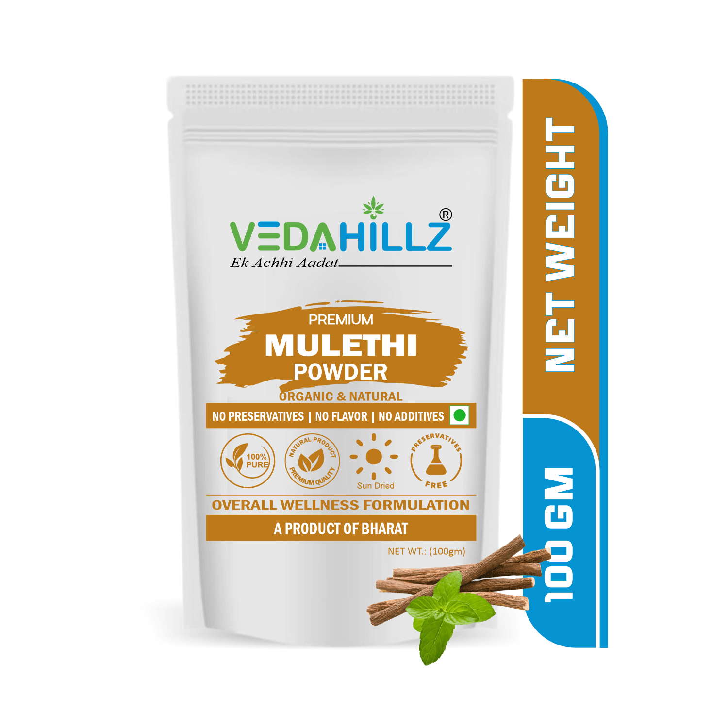 Vedahillz Mulethi Powder Made from Carefully Selected Licorice Roots